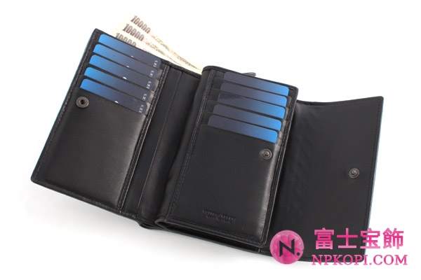 ボッテガヴェネタ シープスキン 二つ折財布 ブラック113997V001N1000 【2011年春夏新作】